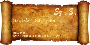 Szaló Sándor névjegykártya